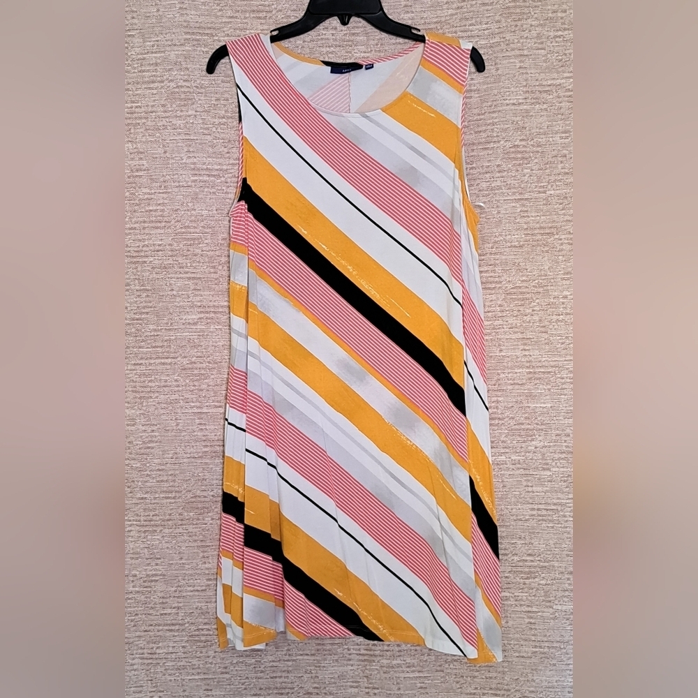 Apt. 9 Pink and Cream Striped Fabric Sleeveless Cotton Knit Women's XL